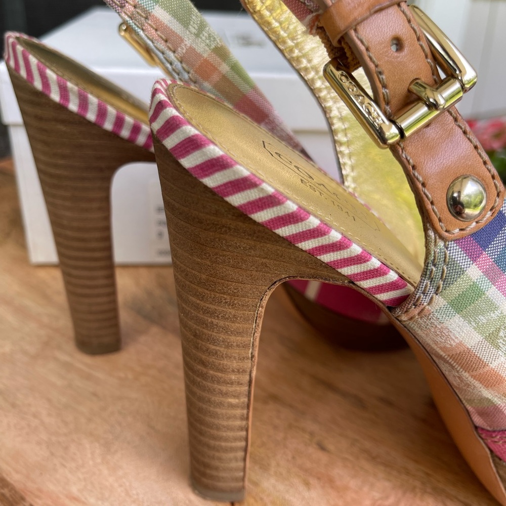 *GUC*COACH Berli Poppy Patchwork/Pink Multi Platform Slingbacks - sz 9 M, #A3279 - Picture 9 of 13